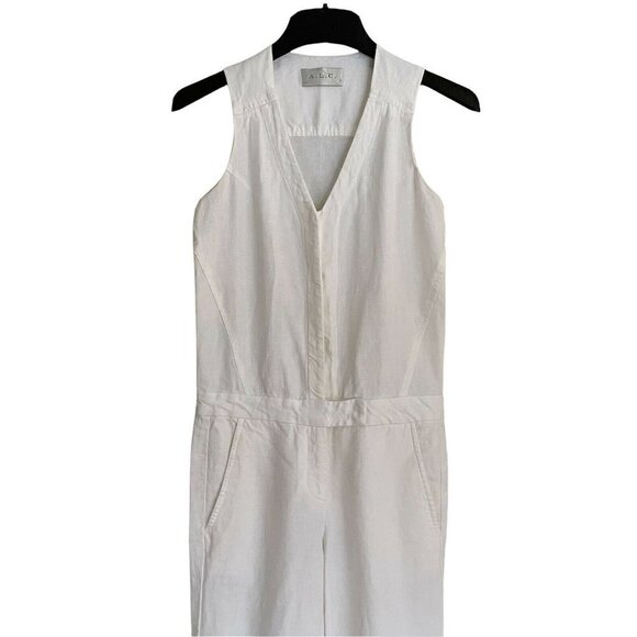 A.L.C. White Linen Jumpsuit Women's Sz 0 Utility Romper - Please read!!! - Picture 2 of 10